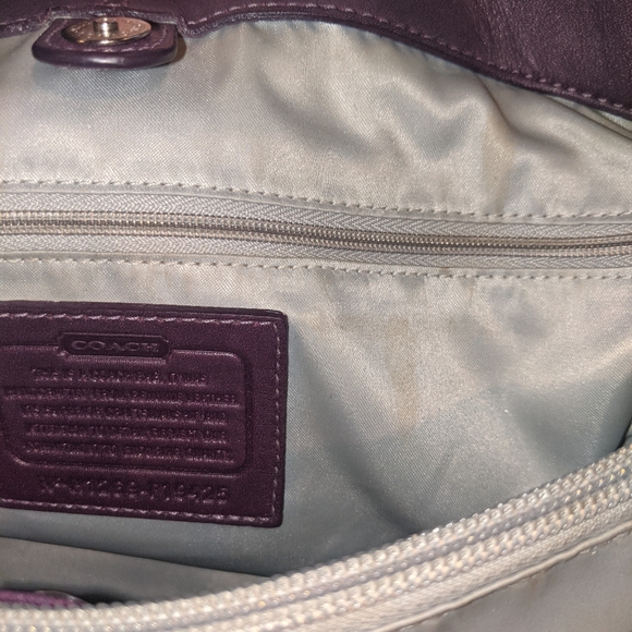 Coach Ashley Pleated Satchel in Purple Leather - Picture 14 of 16